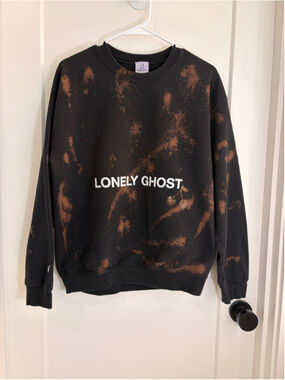 Women's Lonely Ghost Custom Bleached Cherry Crewneck Sweatshirt Medium